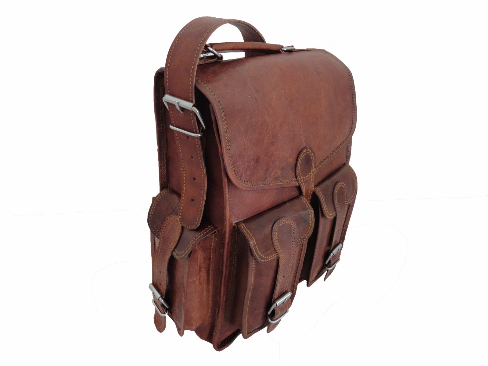 11″ Leather Backpack Convertibe Messenger Bag iPad/Tab Satchel Rucksack Shoulder