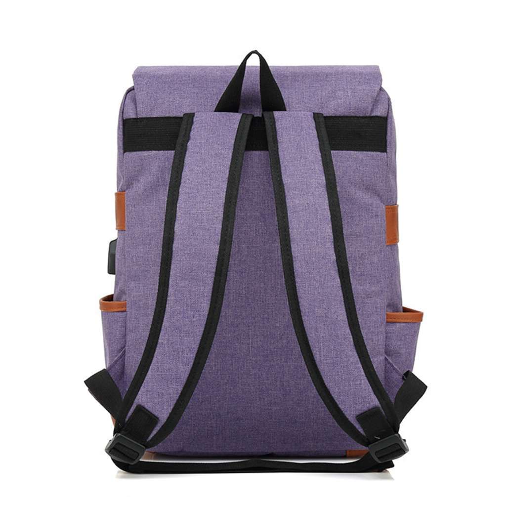 Large Canvas Leather Travel Backpack Rucksack Laptop School Bag for Women Men