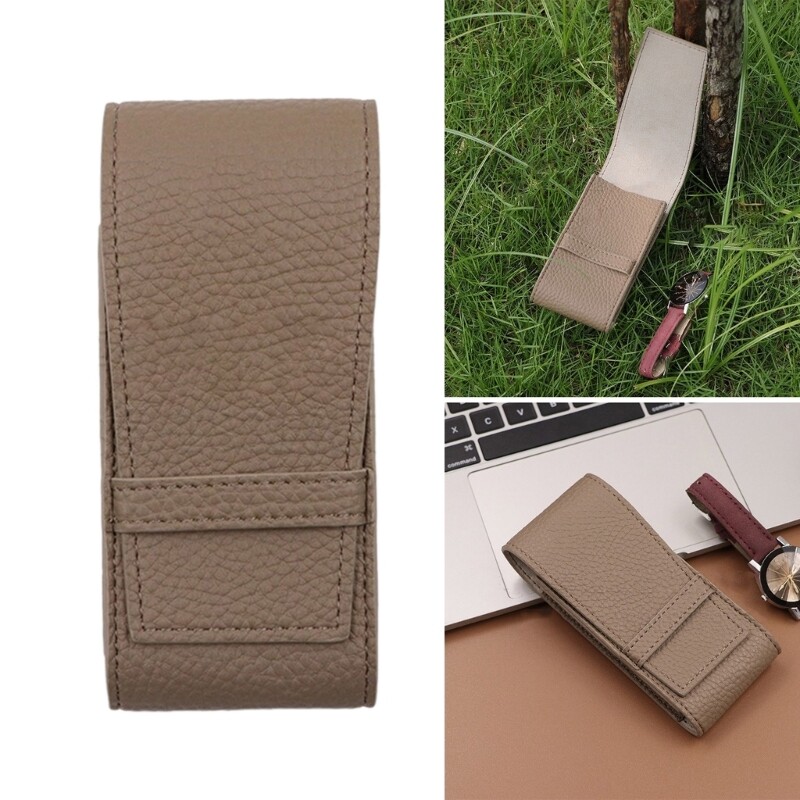 Travel Watch Case PU Leather Protective Pouch Soft Lining Bag for Business Trips