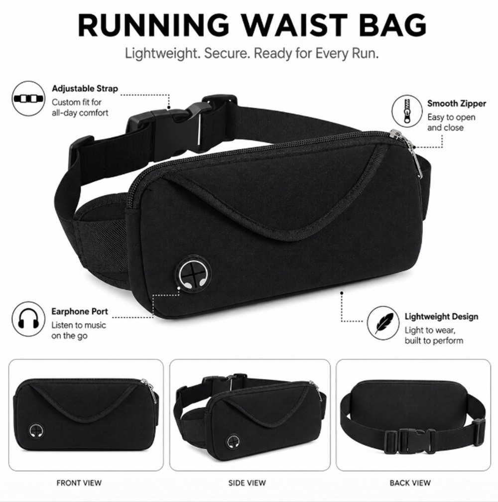 Adjustable Running Belt Water Resistant Waist Pack Fanny Bag Men Women Phone