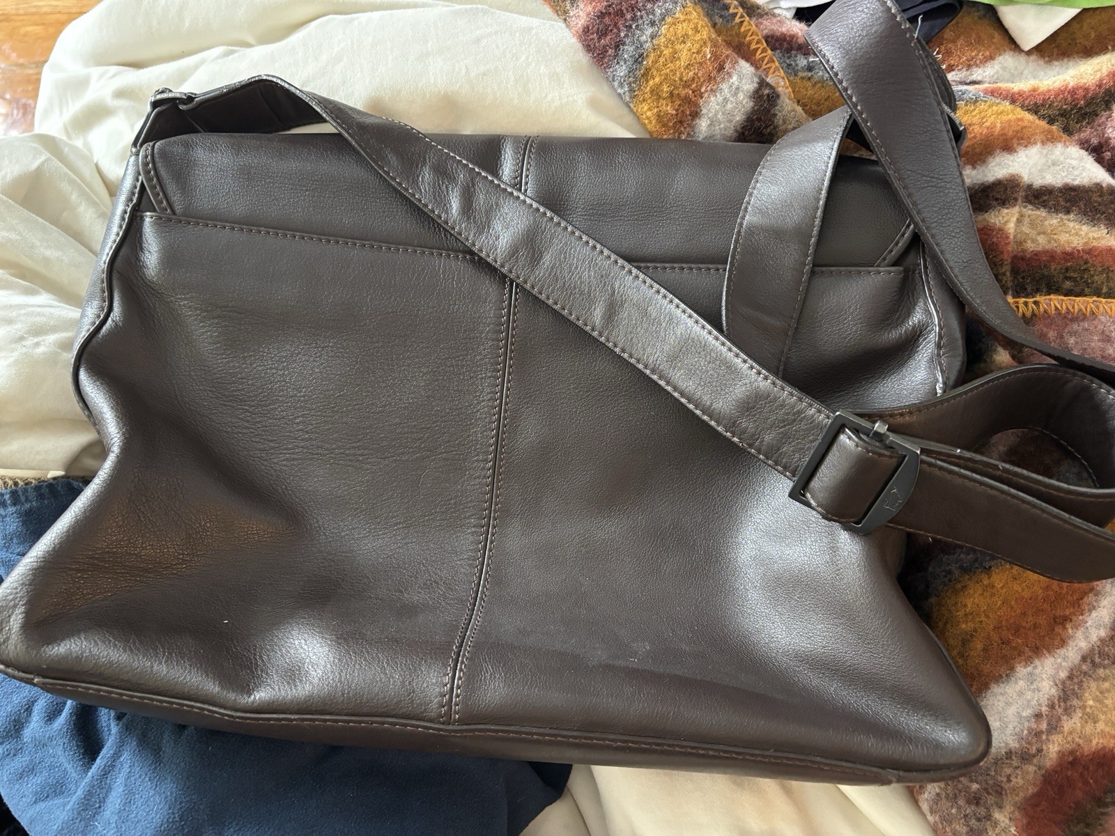 Braun Buffel Original Leather Messenger Shoulder Bag Retro Modern Style Germany