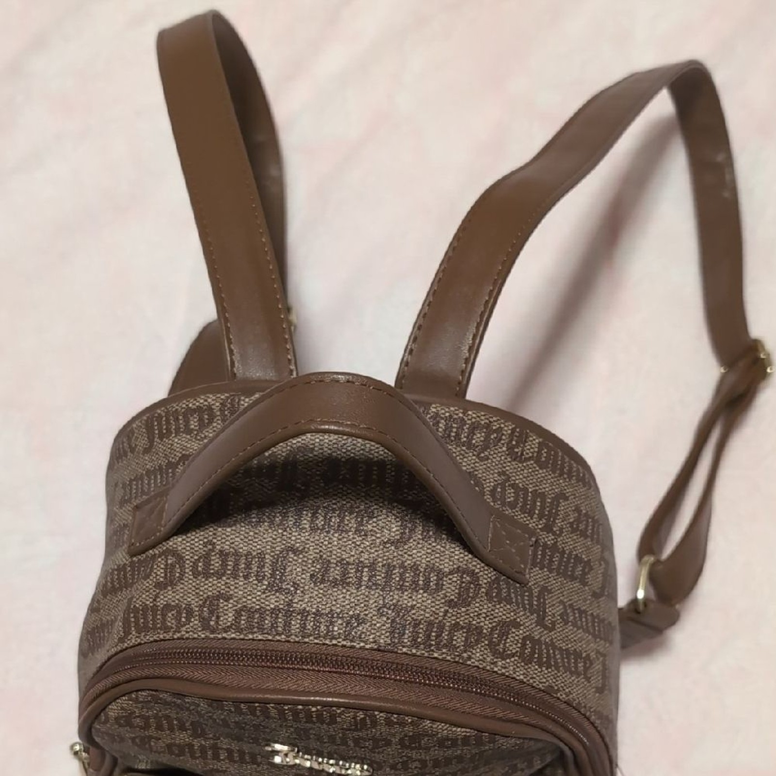 Juicy Couture Brown Logo Mini Backpack with Bow Accent