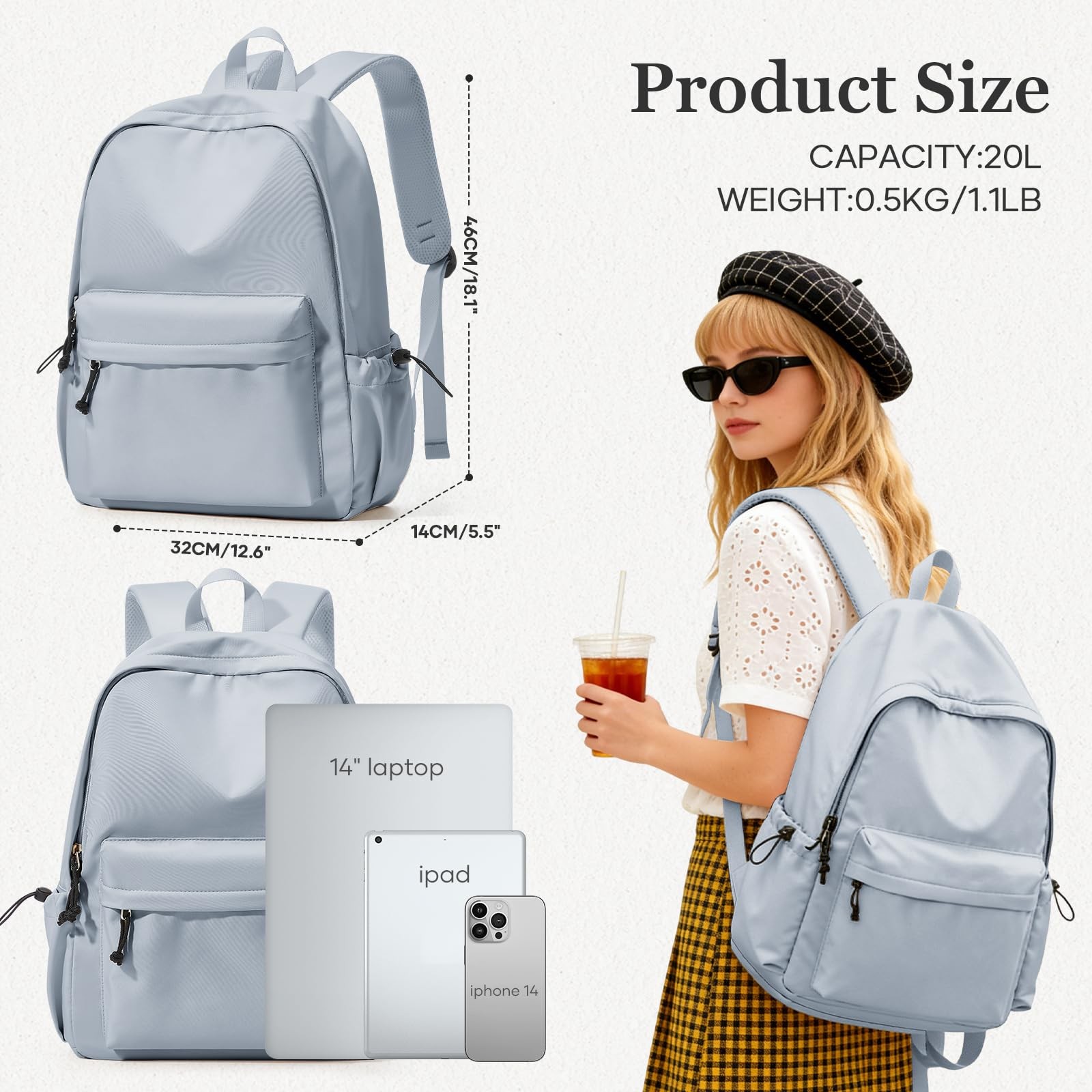 Middle School Backpack College Student Aesthetic Bookbag Teens Waterproof