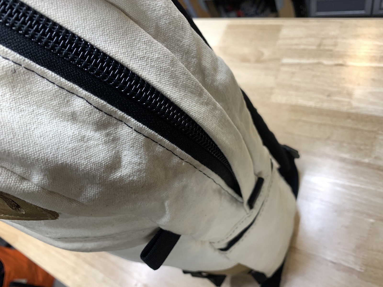 Topo Designs Daypack Backpack Off-White/Beige/Brown Leather USA-made Cordura