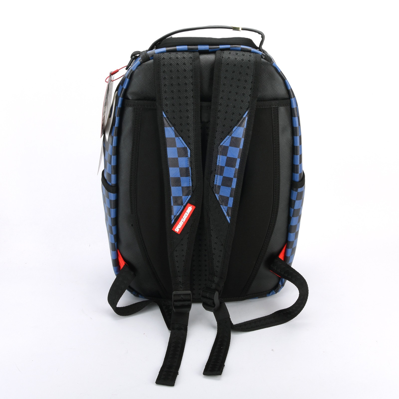 Sprayground Midnight Magic Shark Leather Bag Backpack Unisex Blue Black Plaid