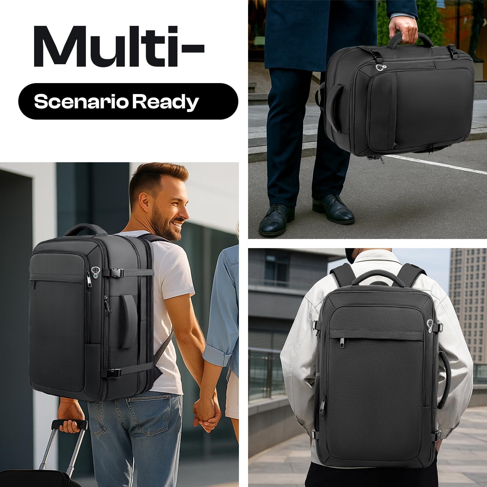 Extra Large 55L Travel Backpack, TSA Approved, Expandable, Water Resistant, Fits