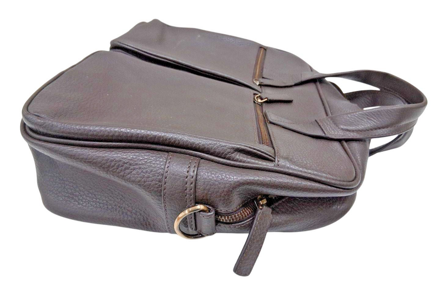 Joseph Abboud Pebbled Leather Messenger Laptop Briefcase Brown Shoulder Bag