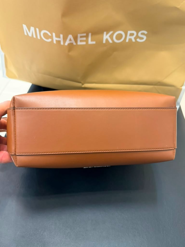 Michael Kors Cooper Pebbled Leather Soft Crescent Crossbody Bag Luggage Men MK