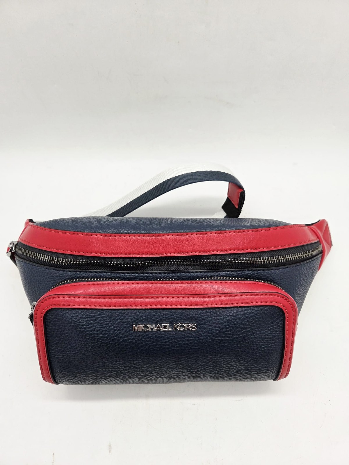 Michael Kors Pebbled Leather Sling Belt Bag Red Navy Blue Bum Bag