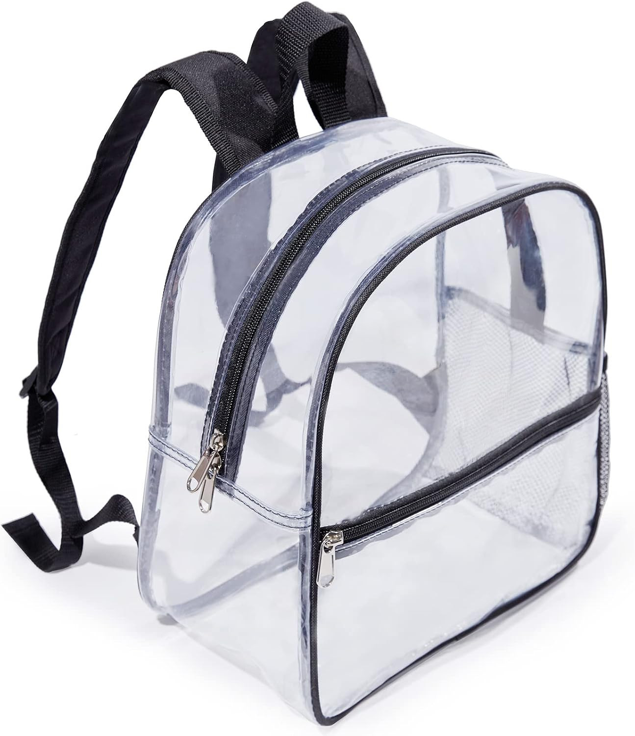 Mini Clear Backpack for Stadium Events, Concert, 12×6×12, Black | Small Clear