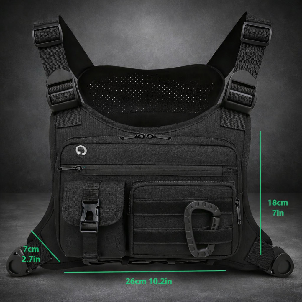 Sport Running Combat Chest Rig Bag Front Pouch Recon Kit Pack Protective Vest