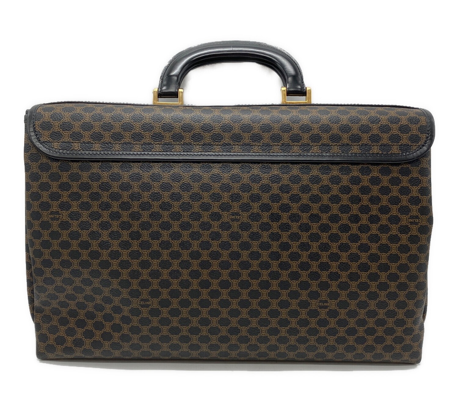 CELINE Briefcase Black Brown Leather PVC Men Business Handbag
