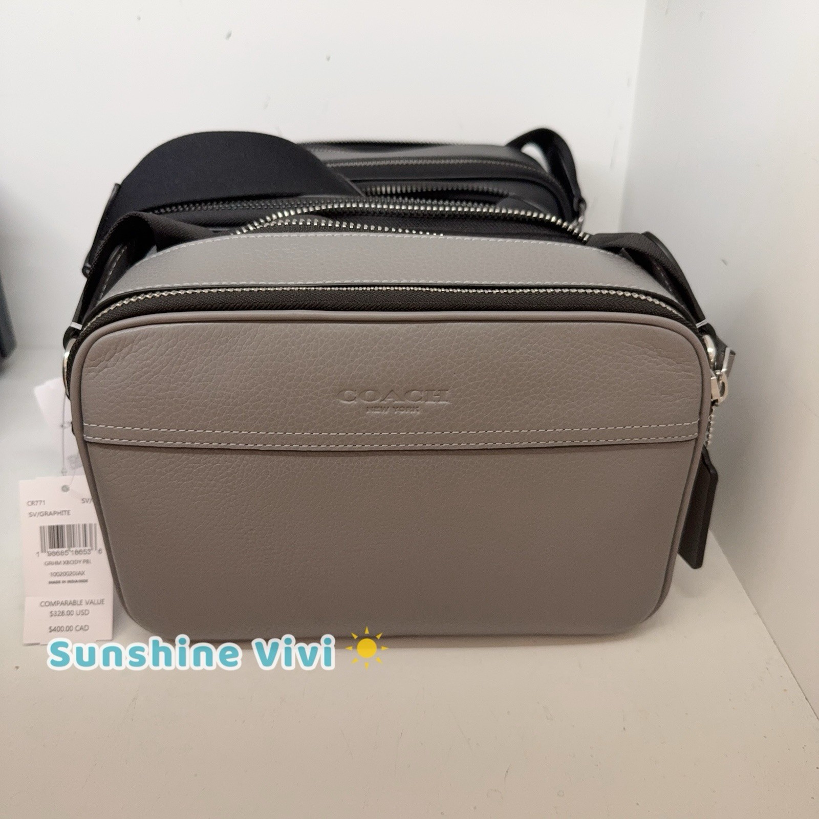 NWT Coach Graham Crossbody Bag in Leather CR771 Silver/Graphite