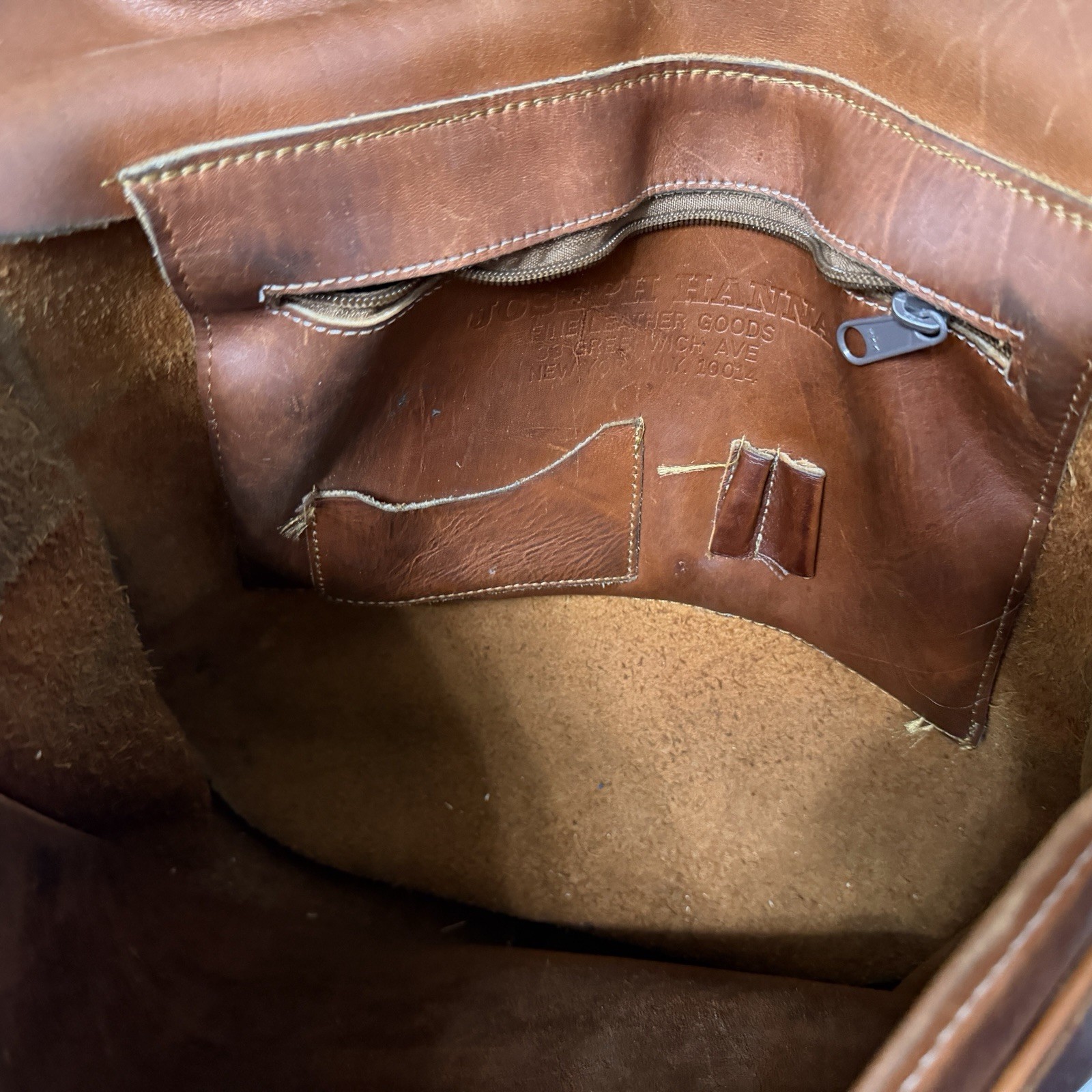 Joseph Hanna New York Handmade Brown Leather 11.5” X 13” Messenger Crossbody Bag
