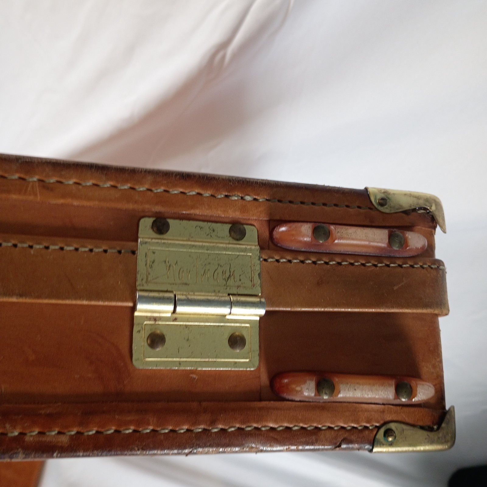 Vintage Hartmann Light Brown/Tan Leather Belted Briefcase Hard Executive
