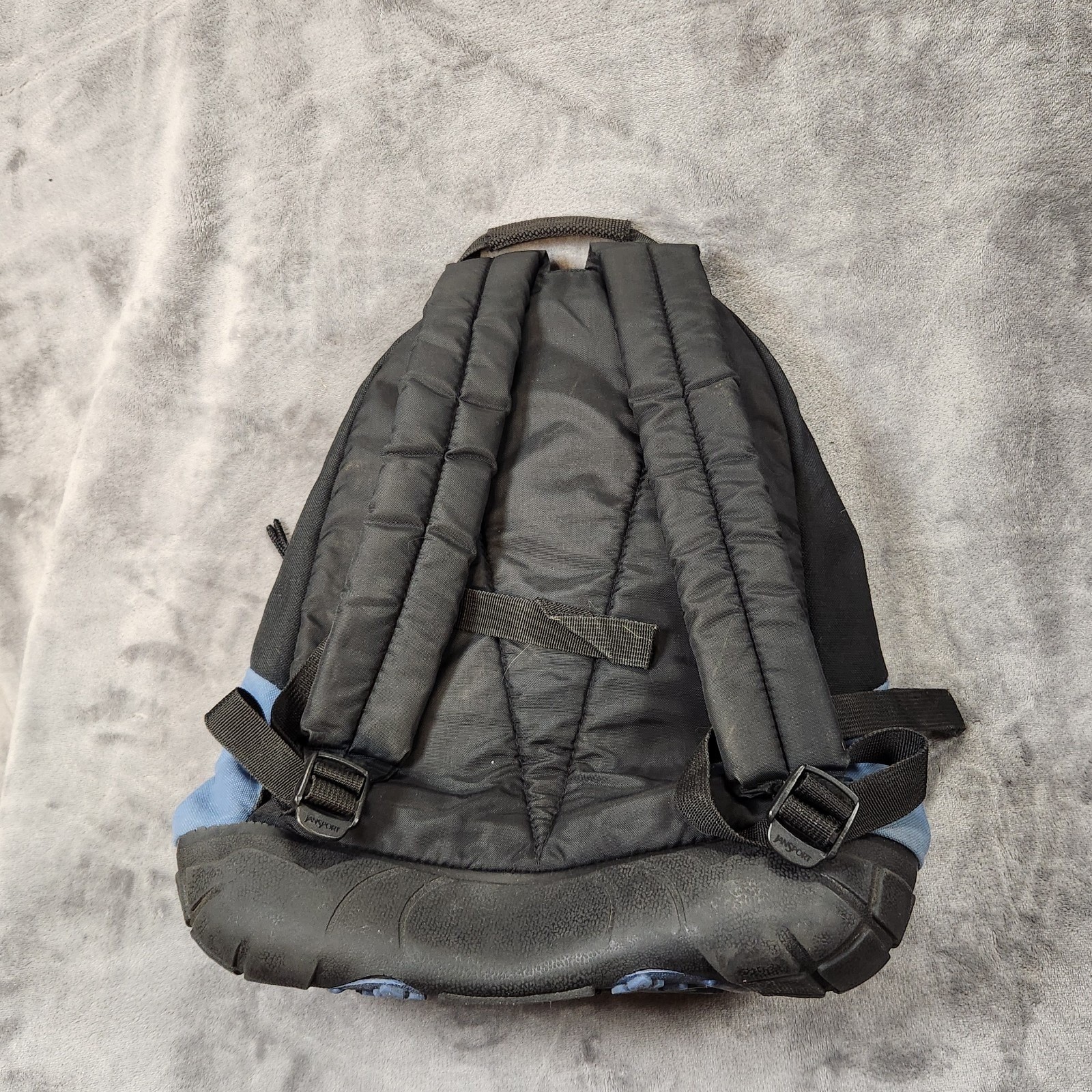 Jansport Backpack Thick Rubber Tire Bottom Blue Bookbag Vintage 90s Y2K
