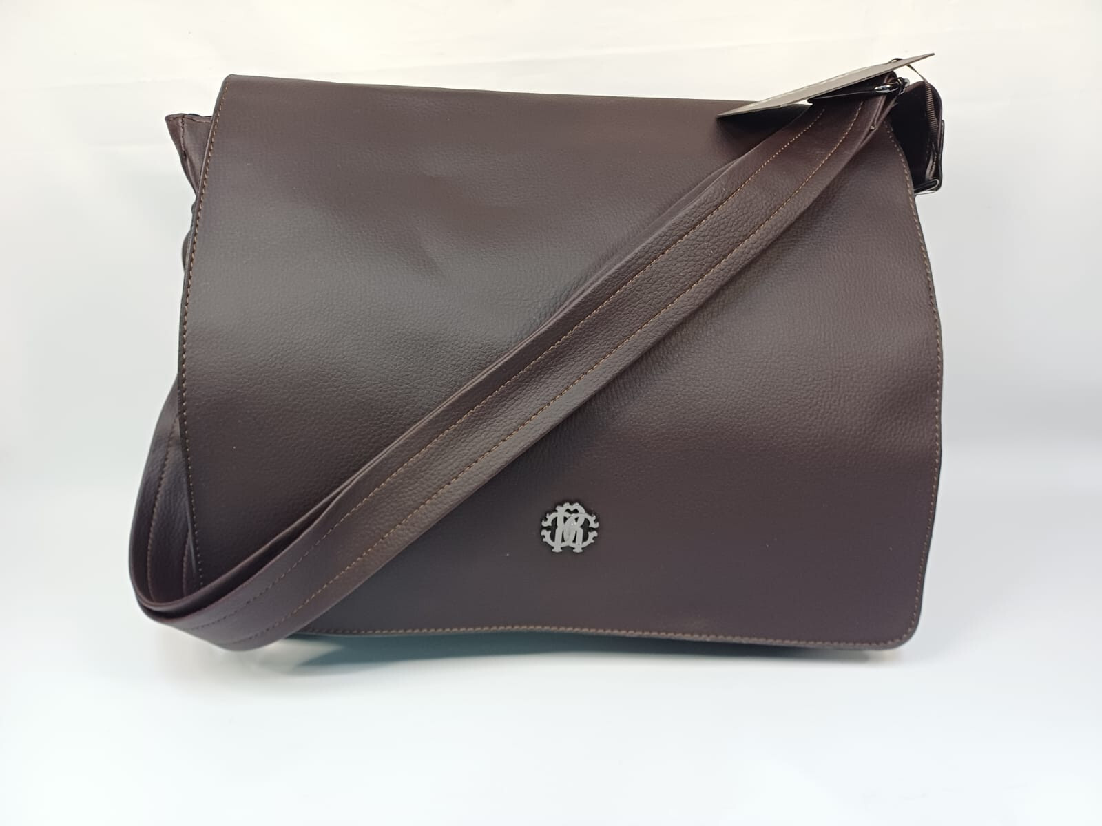 ROBERTO CAVALLI MEN’S ECO LEATHER ZAINO BORSA BAG-BROWN.