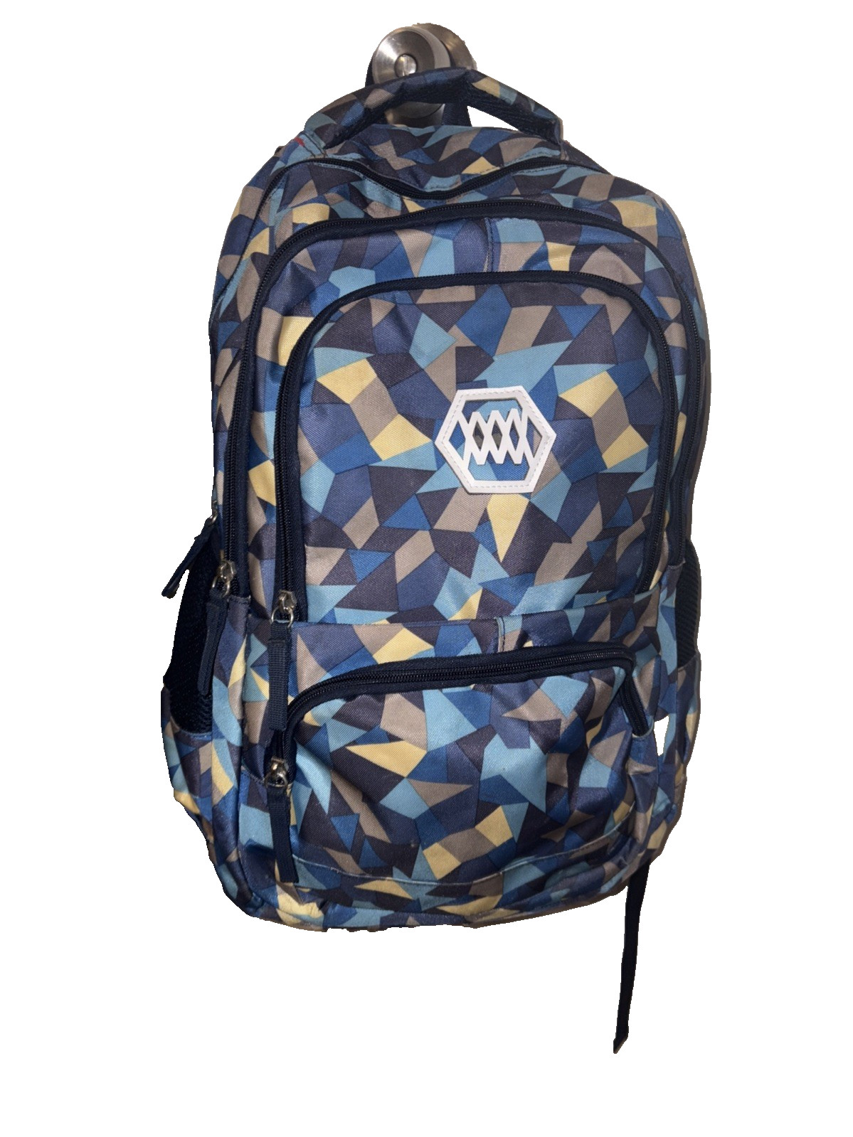 16-inch Patterned Blue Colored School Backpack, Travel Backpack, Hiking Bag