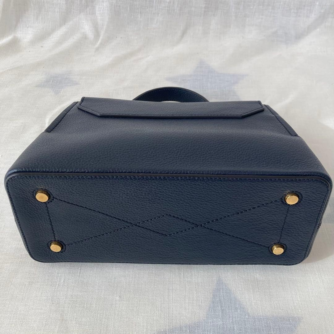 Mulberry Mini Seaton Shoulder Bag Navy Leather 2-Way Used
