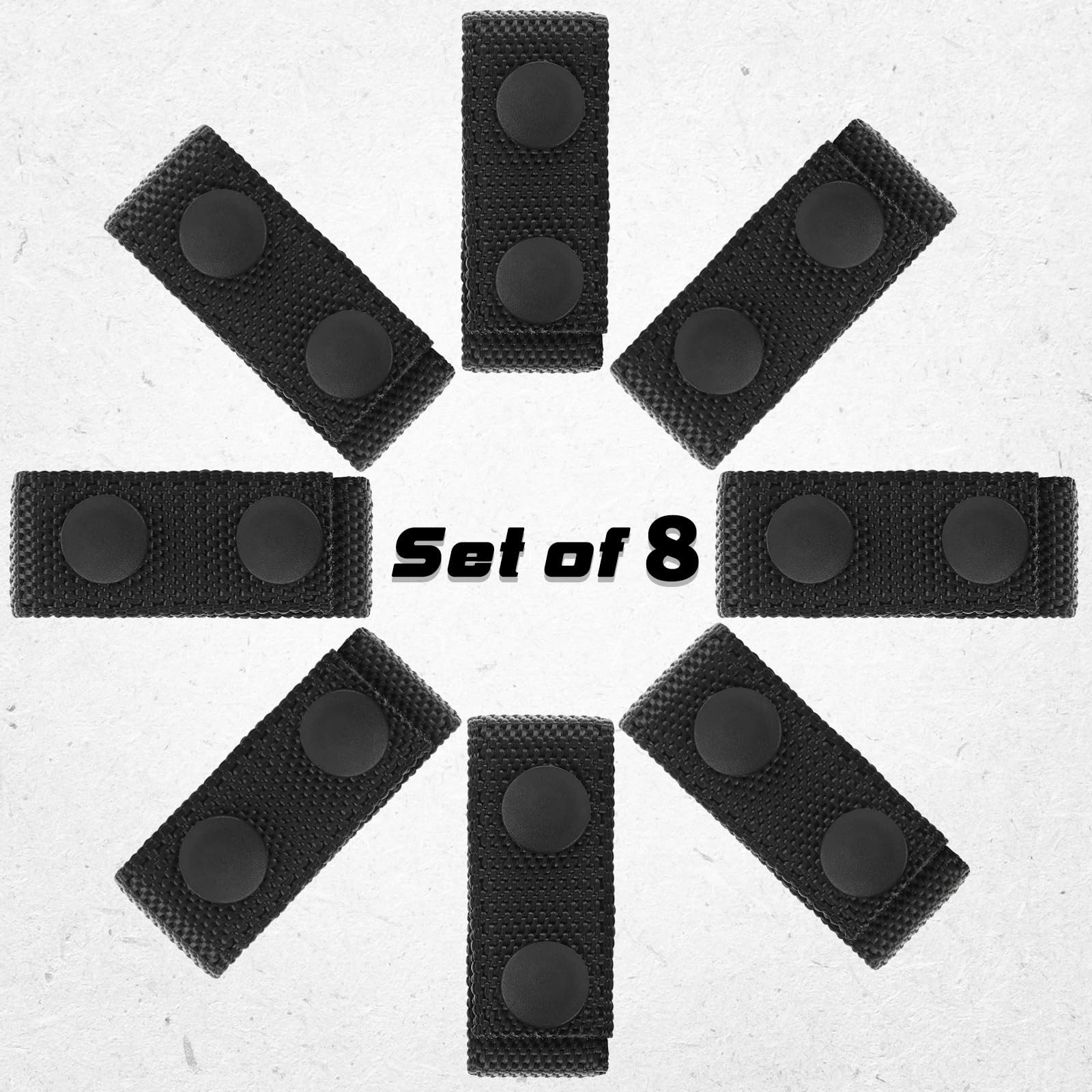 WILLBOND 8 Pcs Belt Keepers for Duty 2-1/4 Wide with Double Snaps Black