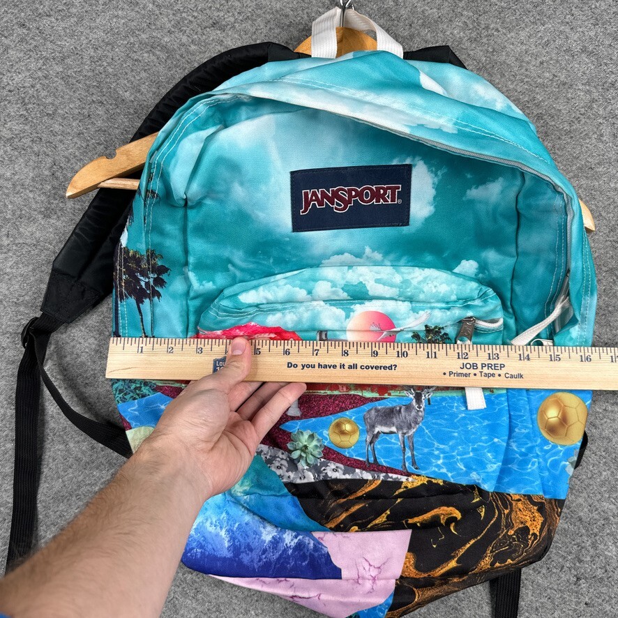 Jansport Backpack School Bag Blue Medium All Over Print