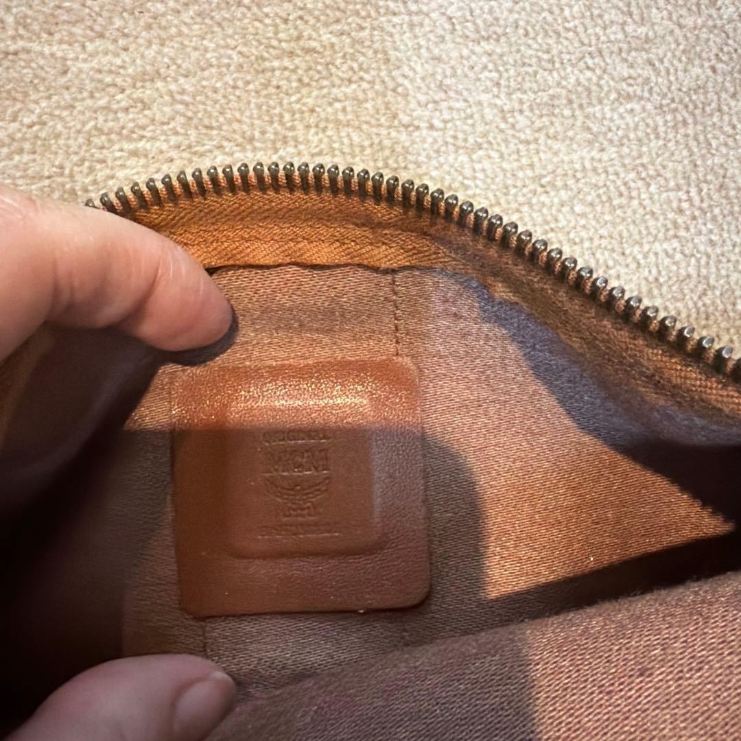 MCM Visetos Leather Waist Pouch Body Bag Brown Camel Authentic 1397F Men’s