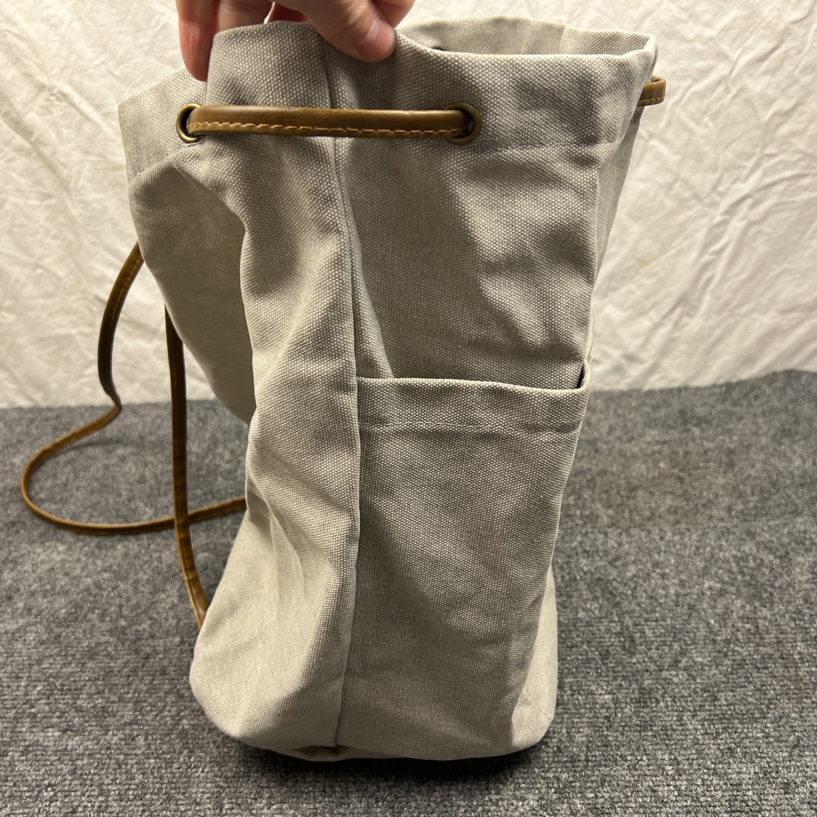 Field & Co. Leeds NBC Universal Logo Backpack Leather Straps Gray