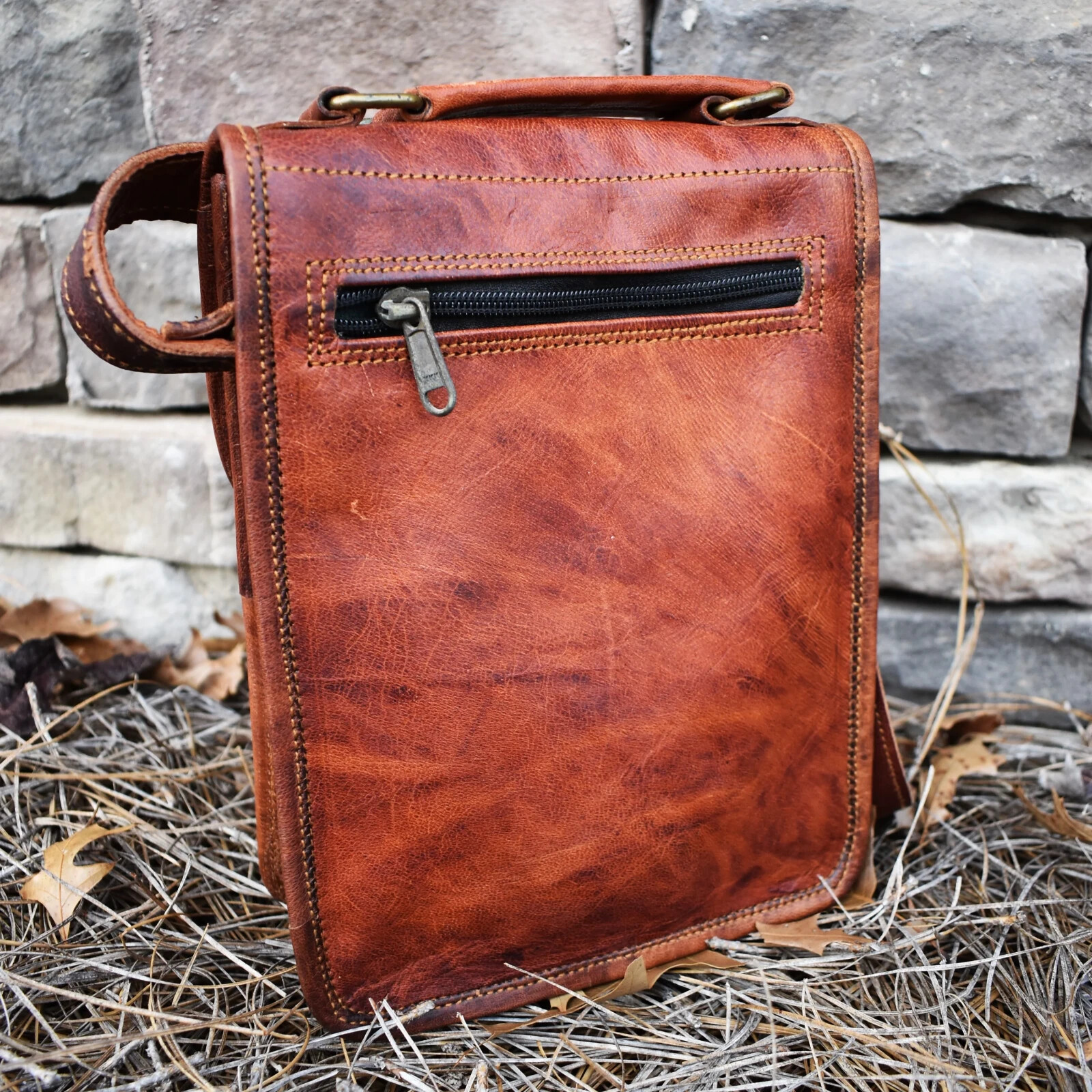Super Quality 11″ Leather Messenger Shoulder Men Satchel Laptop School Briefcase
