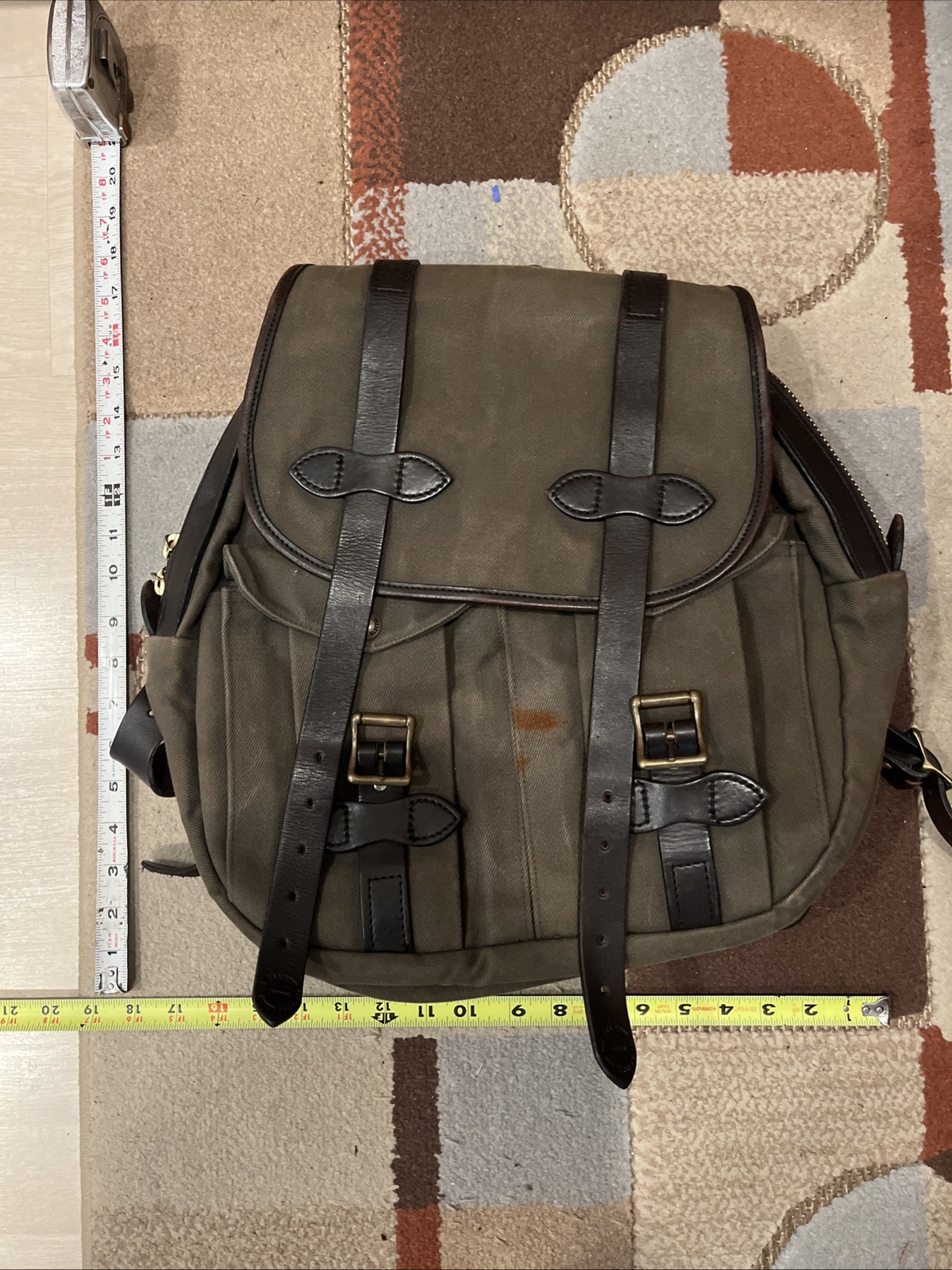 🔥 Filson USA Rucksack Backpack Bag Rugged Twill Otter Green Bridle Leather 262