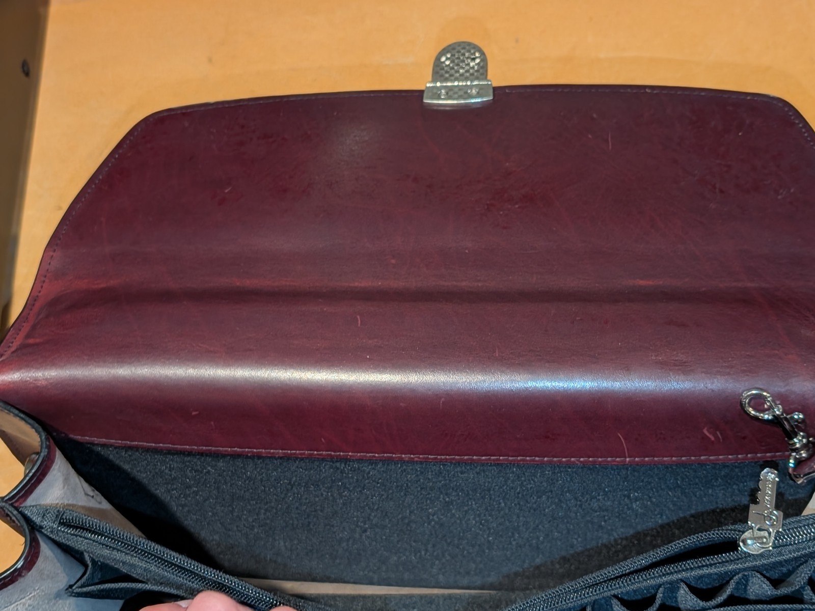 VTG Burgundy Leather Briefcase Jack Georges Originals Lockable w strap & key