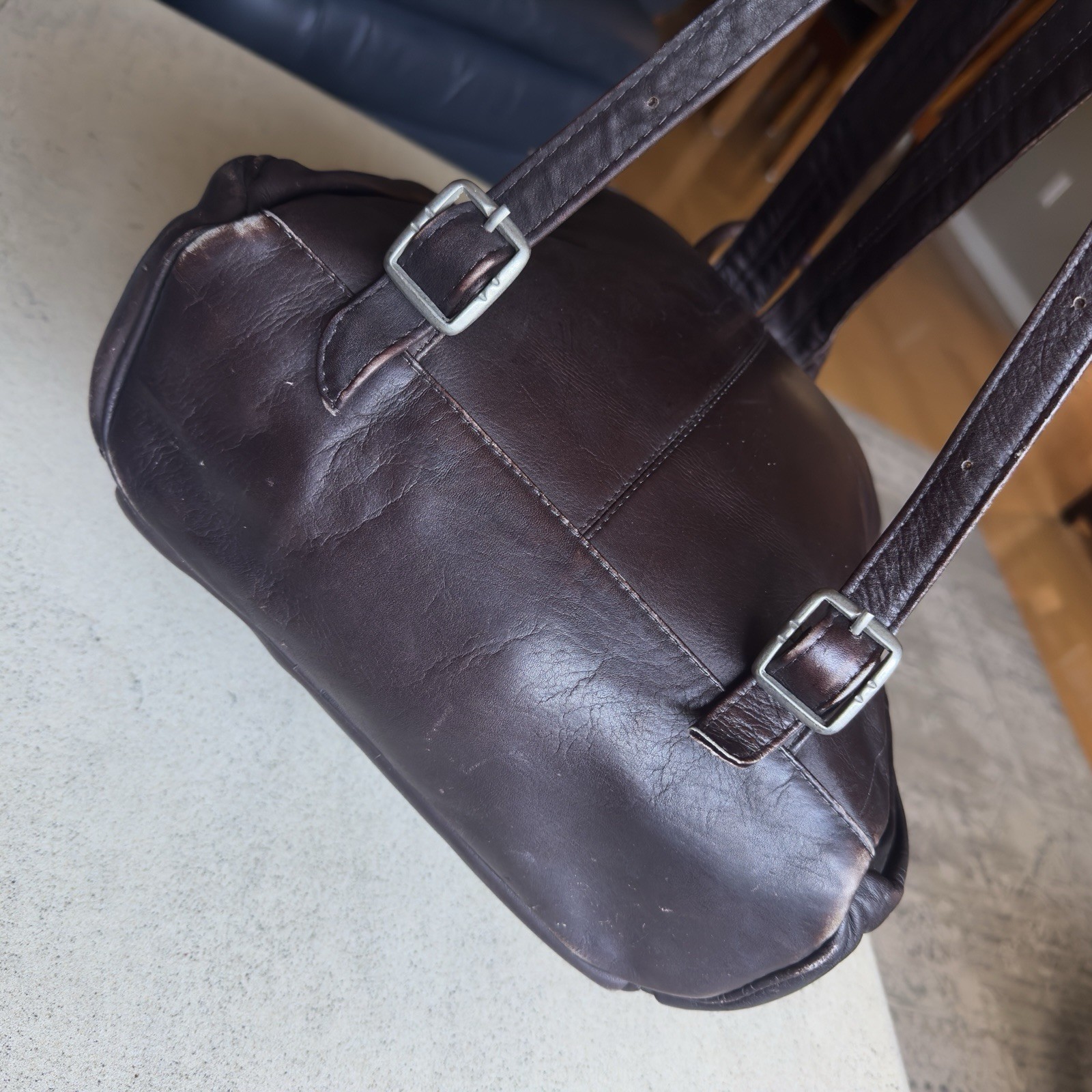 WILSONS LEATHER Chocolate Brown Zippered Backpack Adjustable Straps Y2K