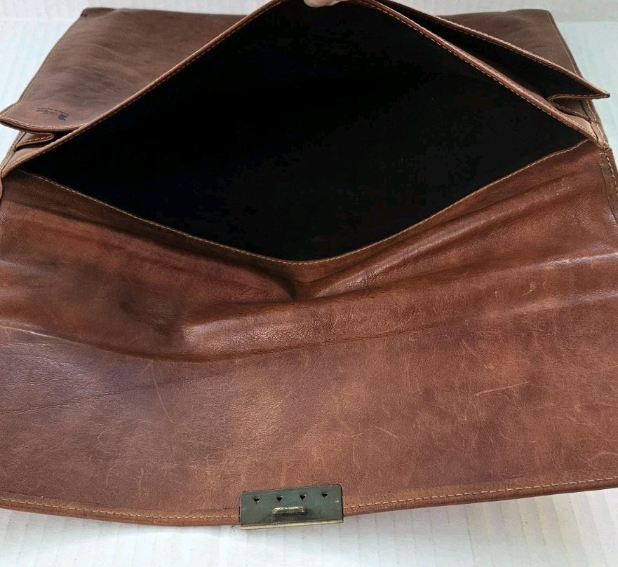Vintage Gut Style Germany Full Leather Portfolio Briefcase Attache Brown Case