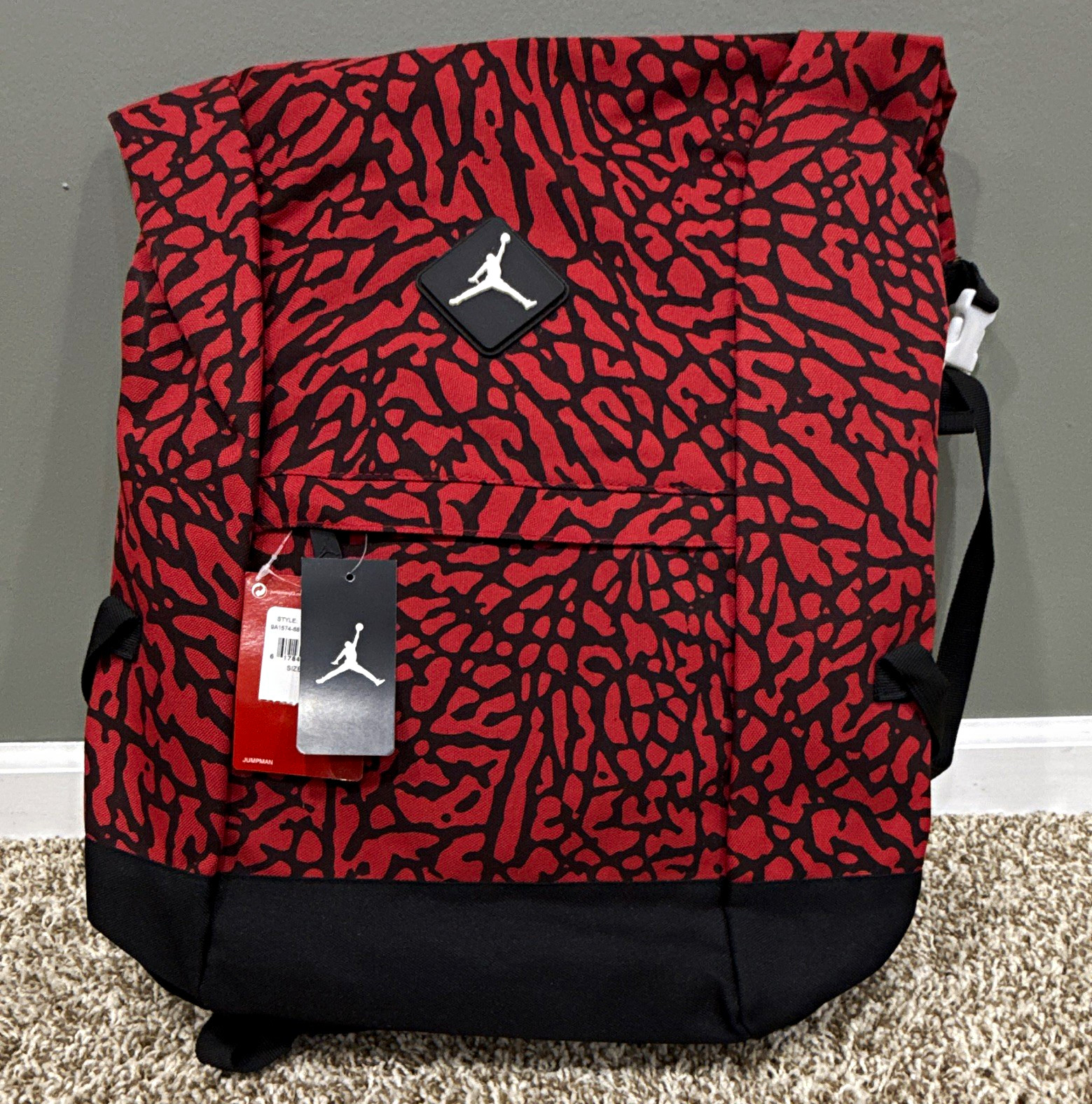 Jordan Jumpman Red/Black Animal Print Zip Backpack Unisex Adjustable Straps