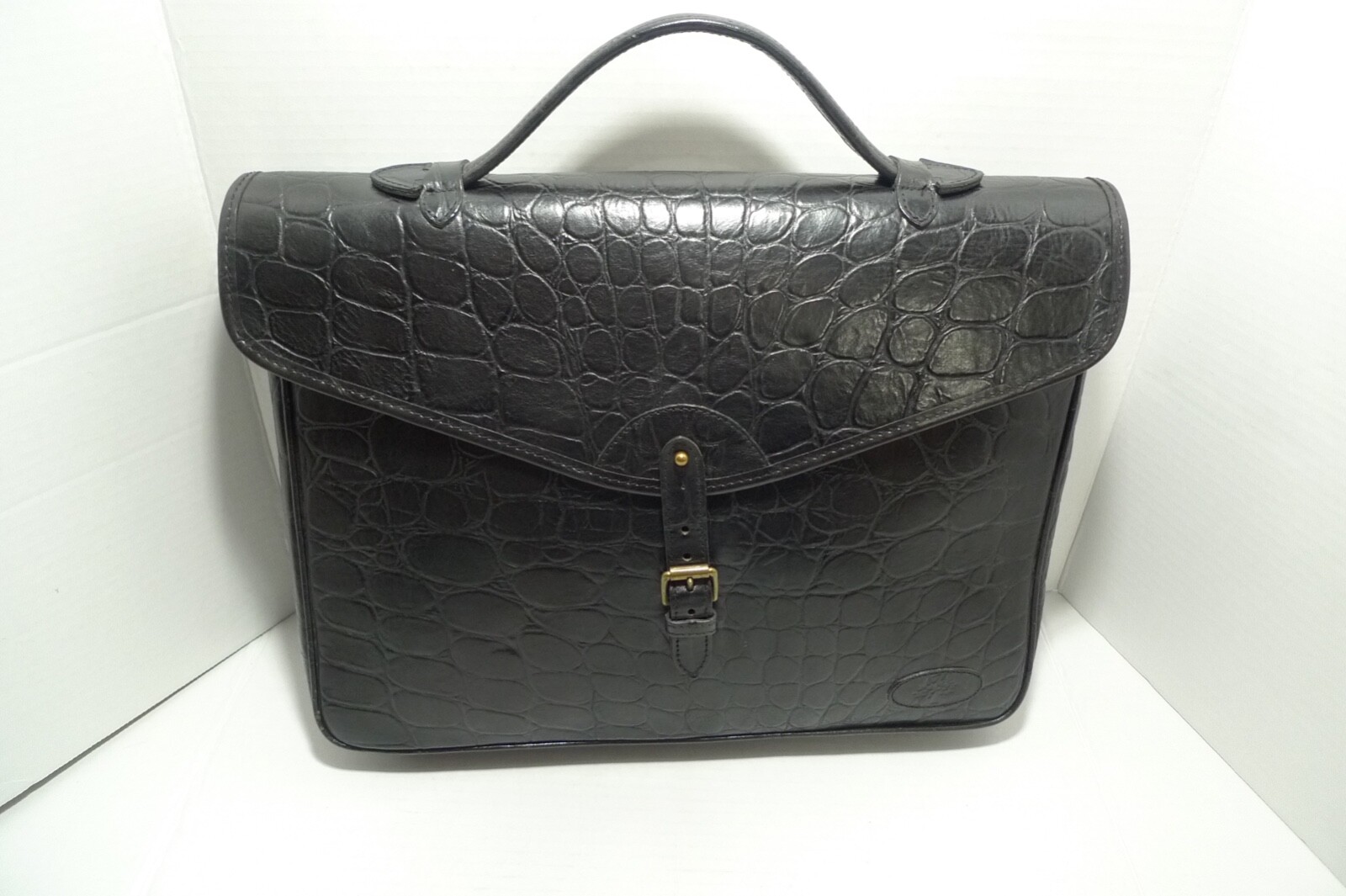 MULBERRY – LEATHER BRIEFCASE- ATTACHE – CROC PATTERN – MADE IN ENGLAND