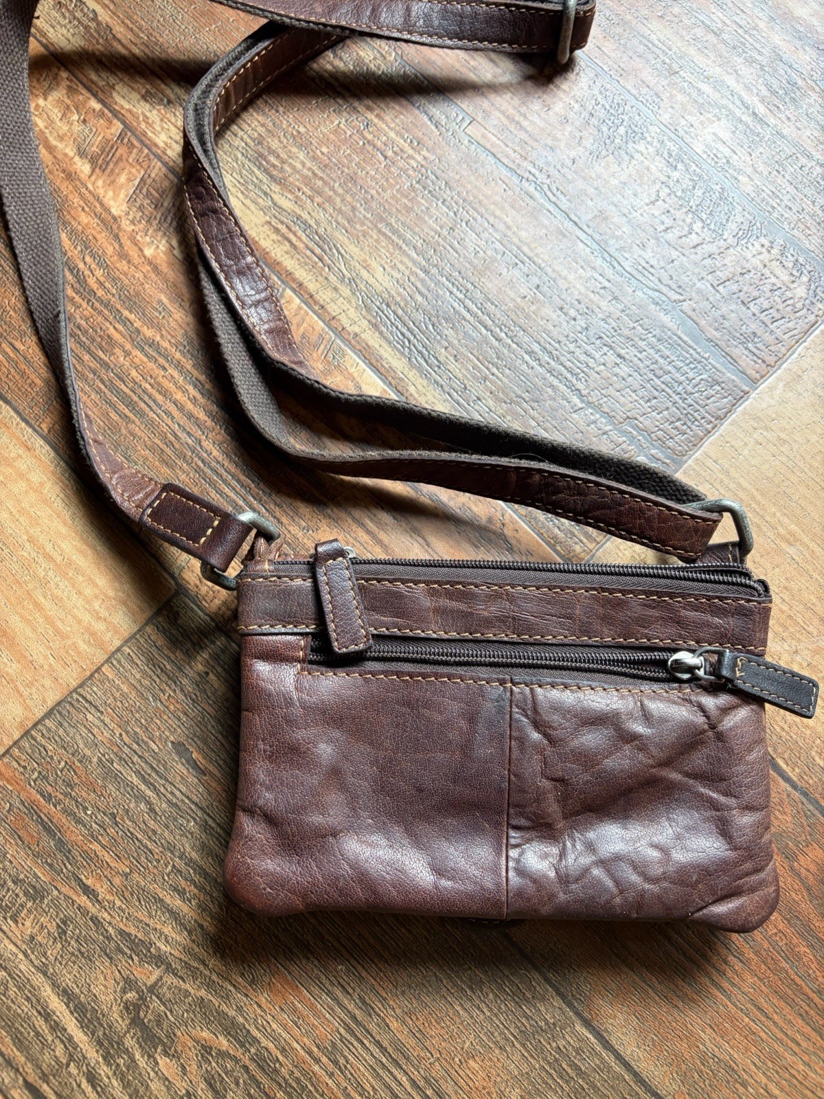 Jack George’s Brown Genuine Dark Brown Leather Crossbody Messenger Bag