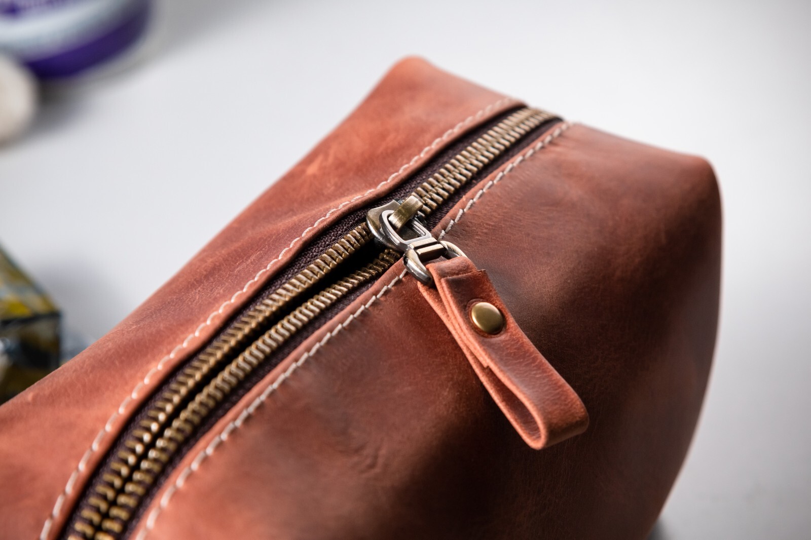 Leather Toiletry Bag For Men Personalized Travel Dopp Kit Handmade Wash Bag