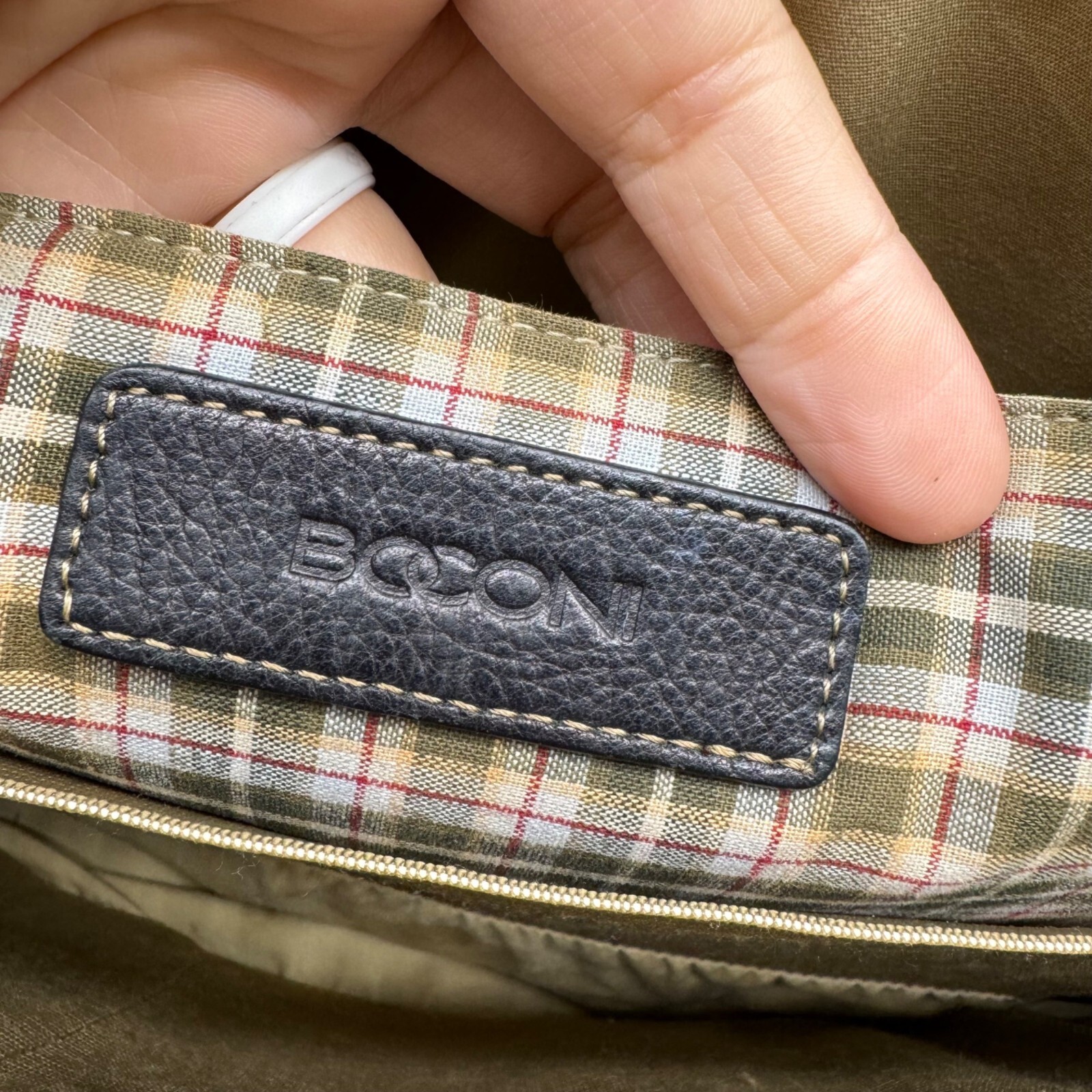 Boconi Black Distressed Bryant Slim Double Buckle Classic Travel Messenger Bag