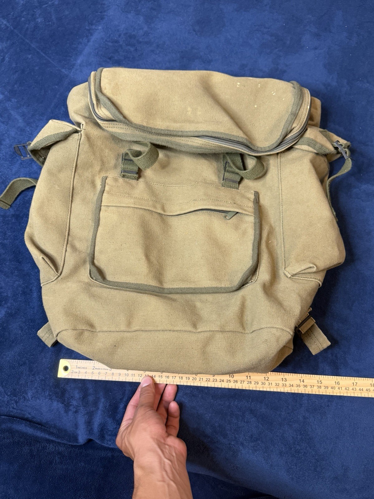 Vtg Canvas Rucksack Olive Faded Distressed (Fully Functional) See Photos