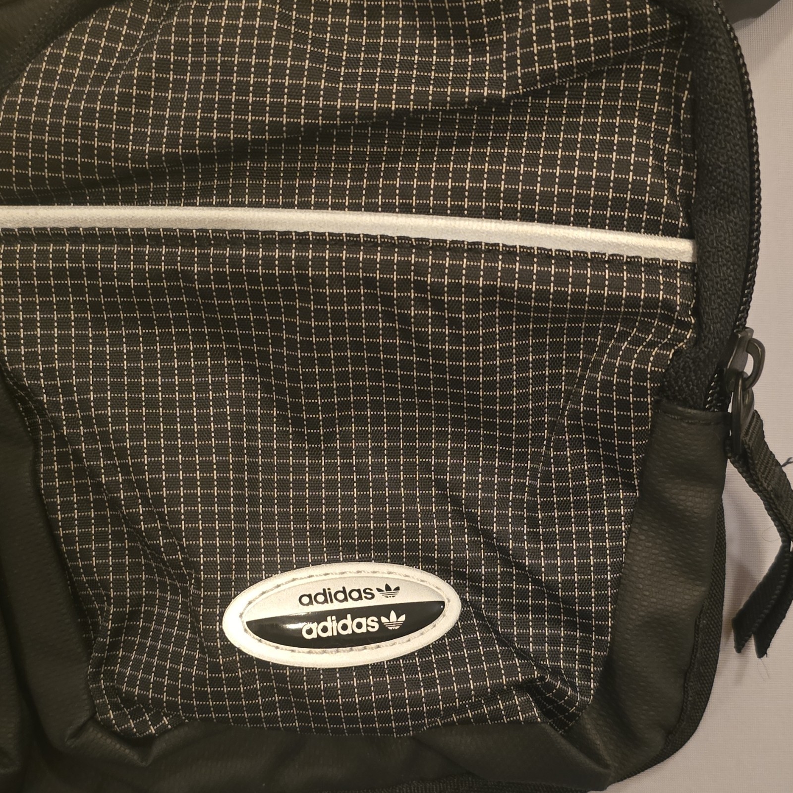 Adidas Trefoil Black/White Checkered Waist Or Hip Bag Zip Pockets Adjustable
