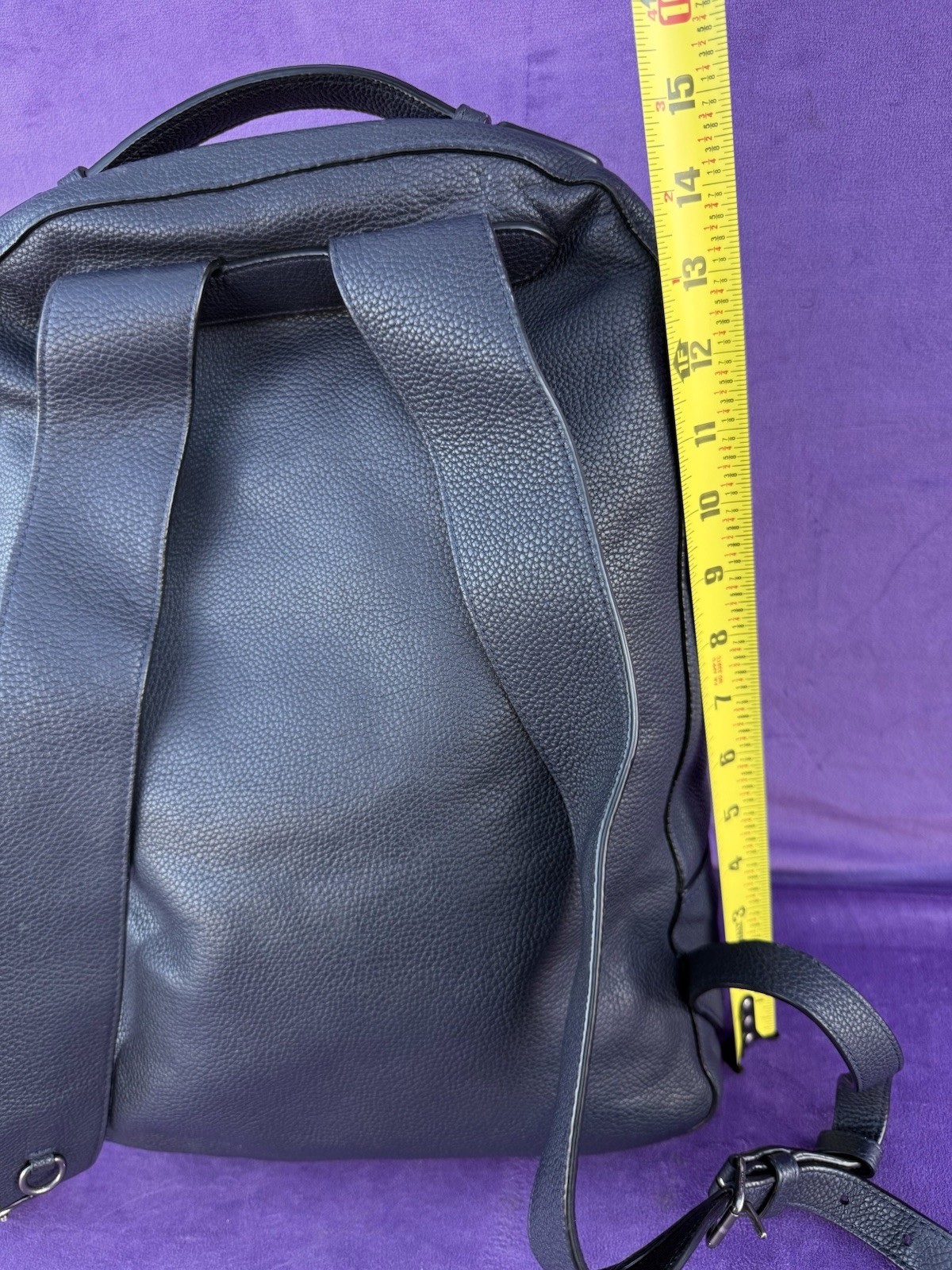 COACH Metropolitan Soft Backpack Pebbled Leather Navy Blue