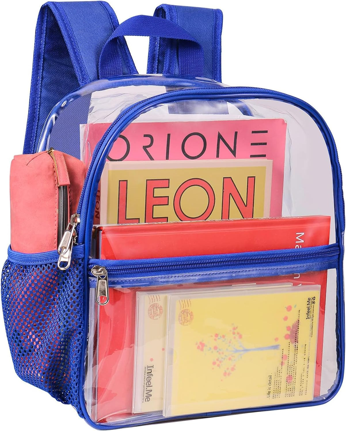 Clear Backpack for Stadium Events, 12X12X6 Small Clear Plastic Bag with Reinforc