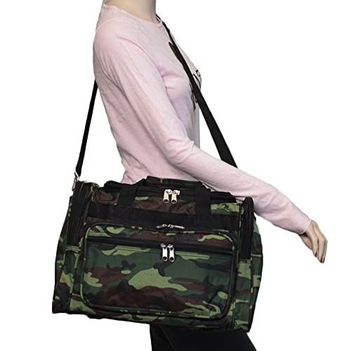 Duffle Bag 16x9x11 Green Camo 600D Polyester Adjustable Shoulder Strap
