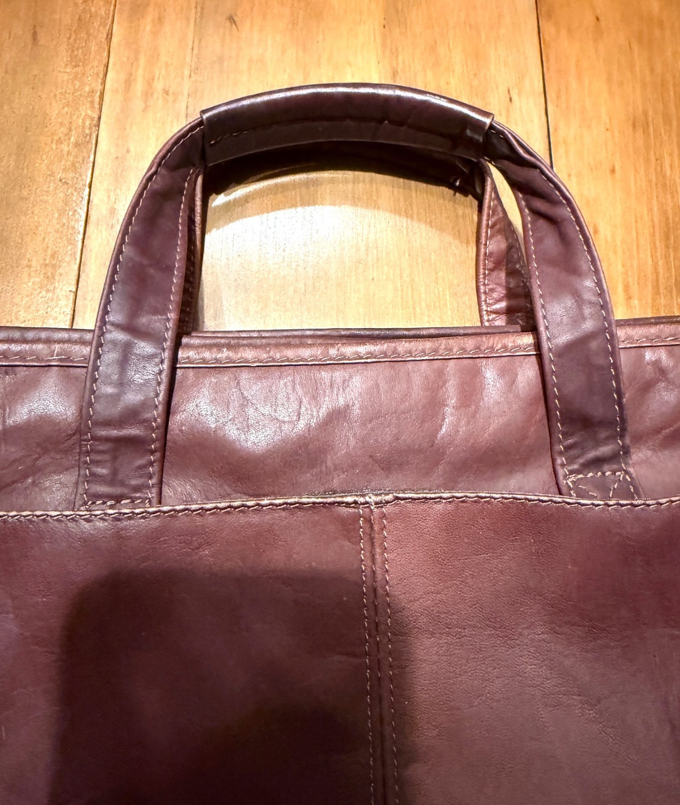 Vintage Leather Briefcase, Maroon Reddish-Brown, Columbia, Many Compartments