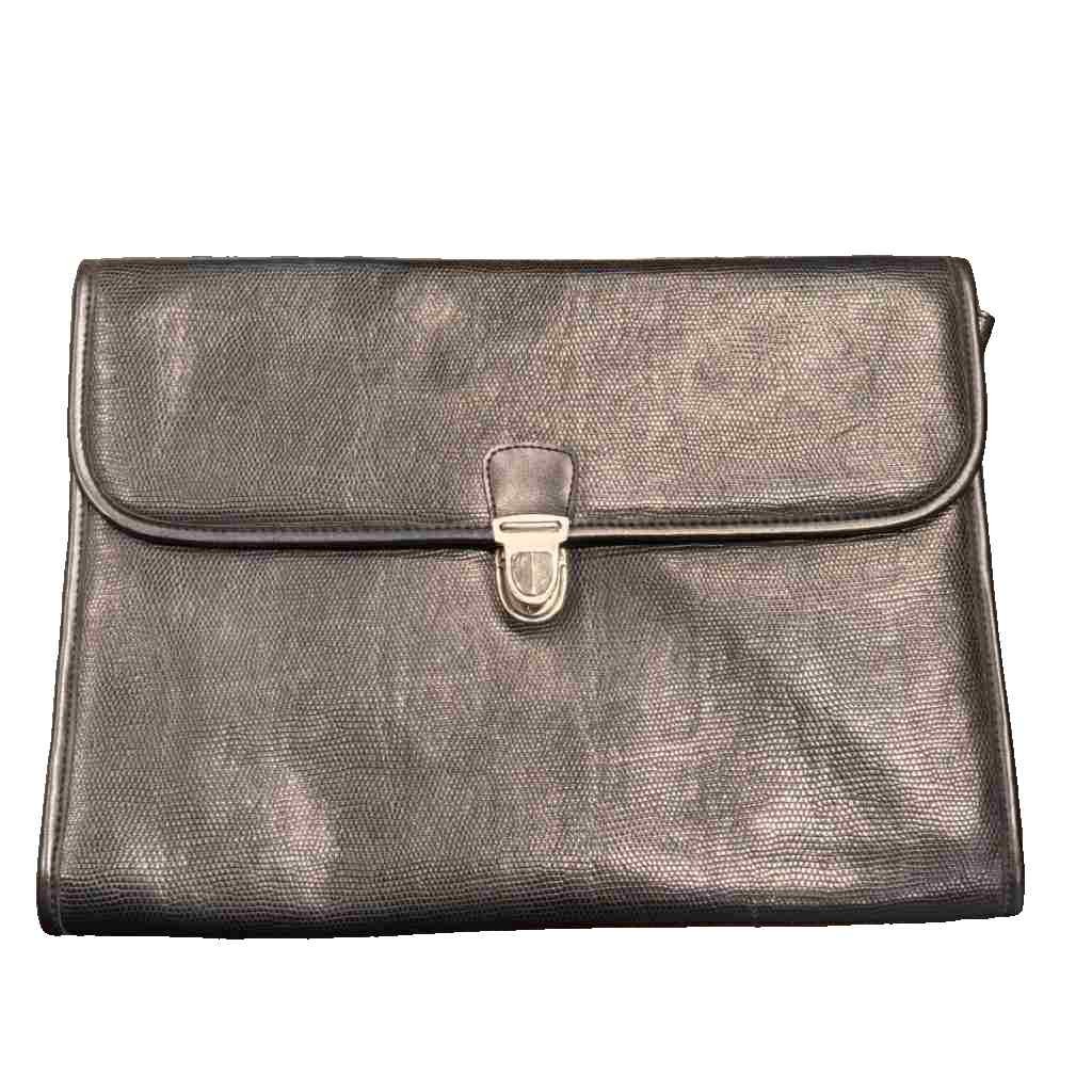 YAMASE Leather Men’s Black Second Bag 10.6×1.0x14.2in AB Condition