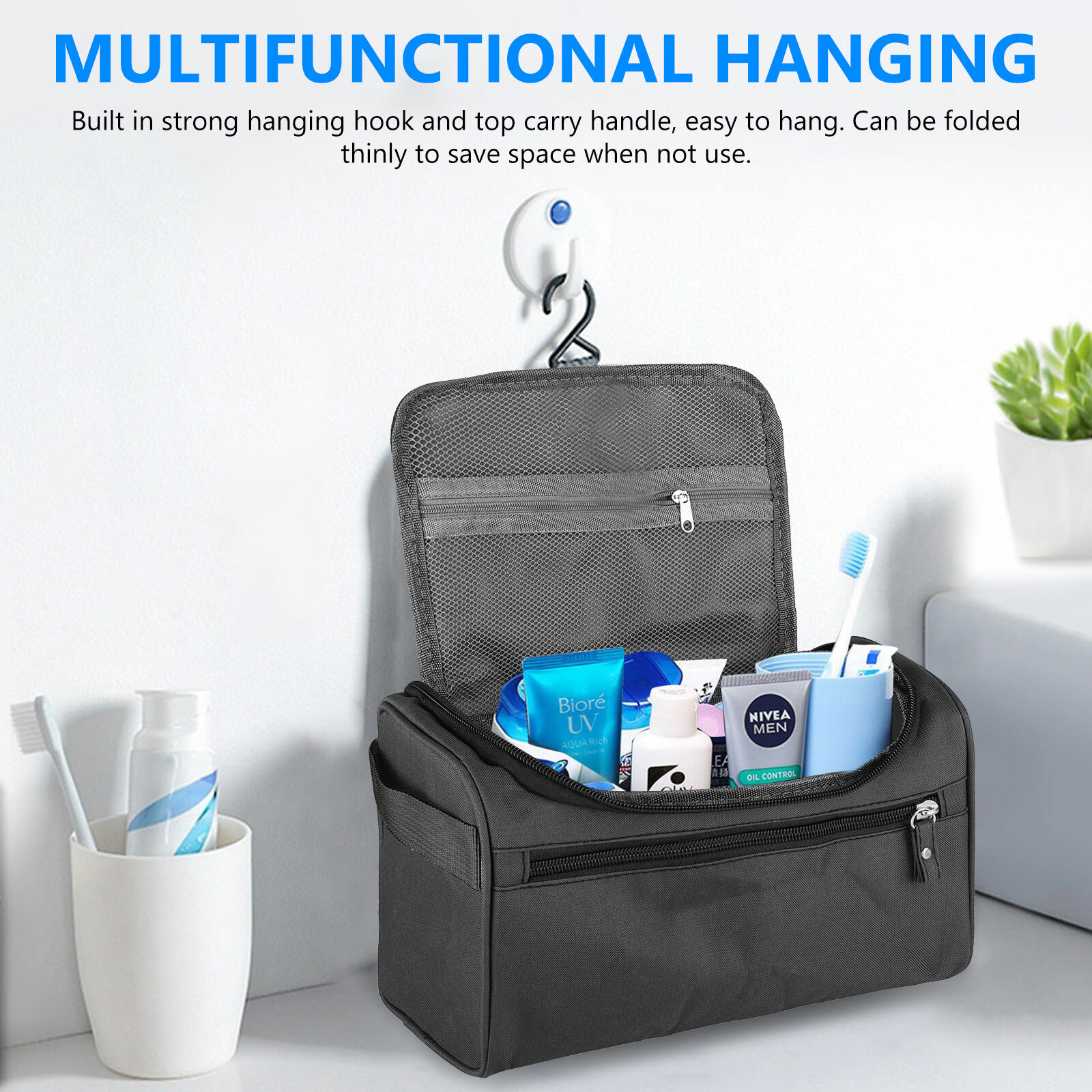 Men Women Travel Toiletry Bag Wash Kit Cosmetics Shaving Makeup Case Organizer