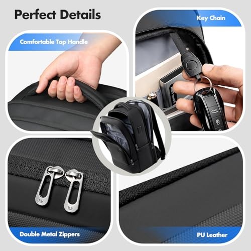 Expandable 16 Inch Laptop Backpack 40L Black USB Port Carry On
