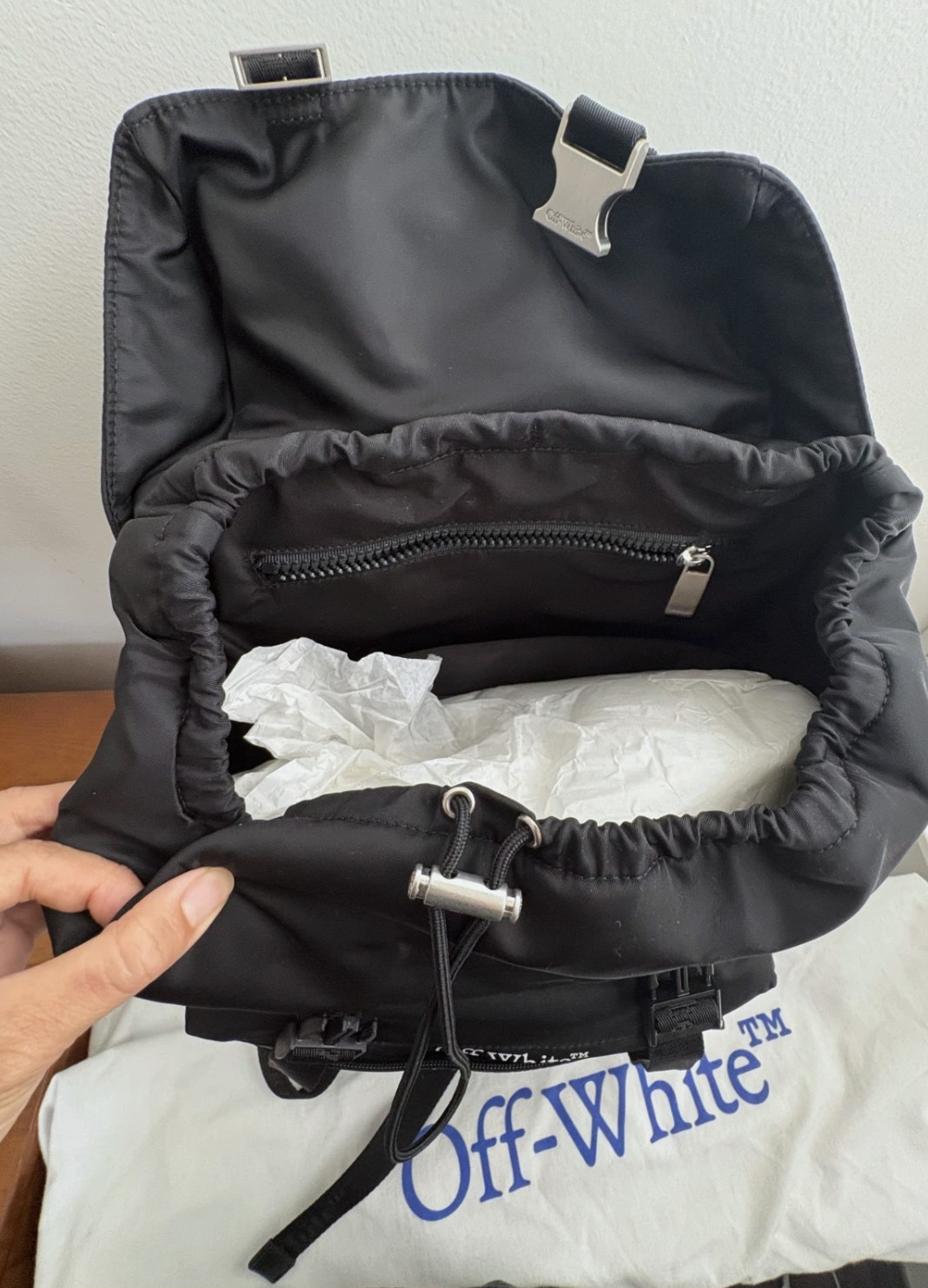 New Limited Off White Flap Backpack Bag with Interior Laptop Compartment