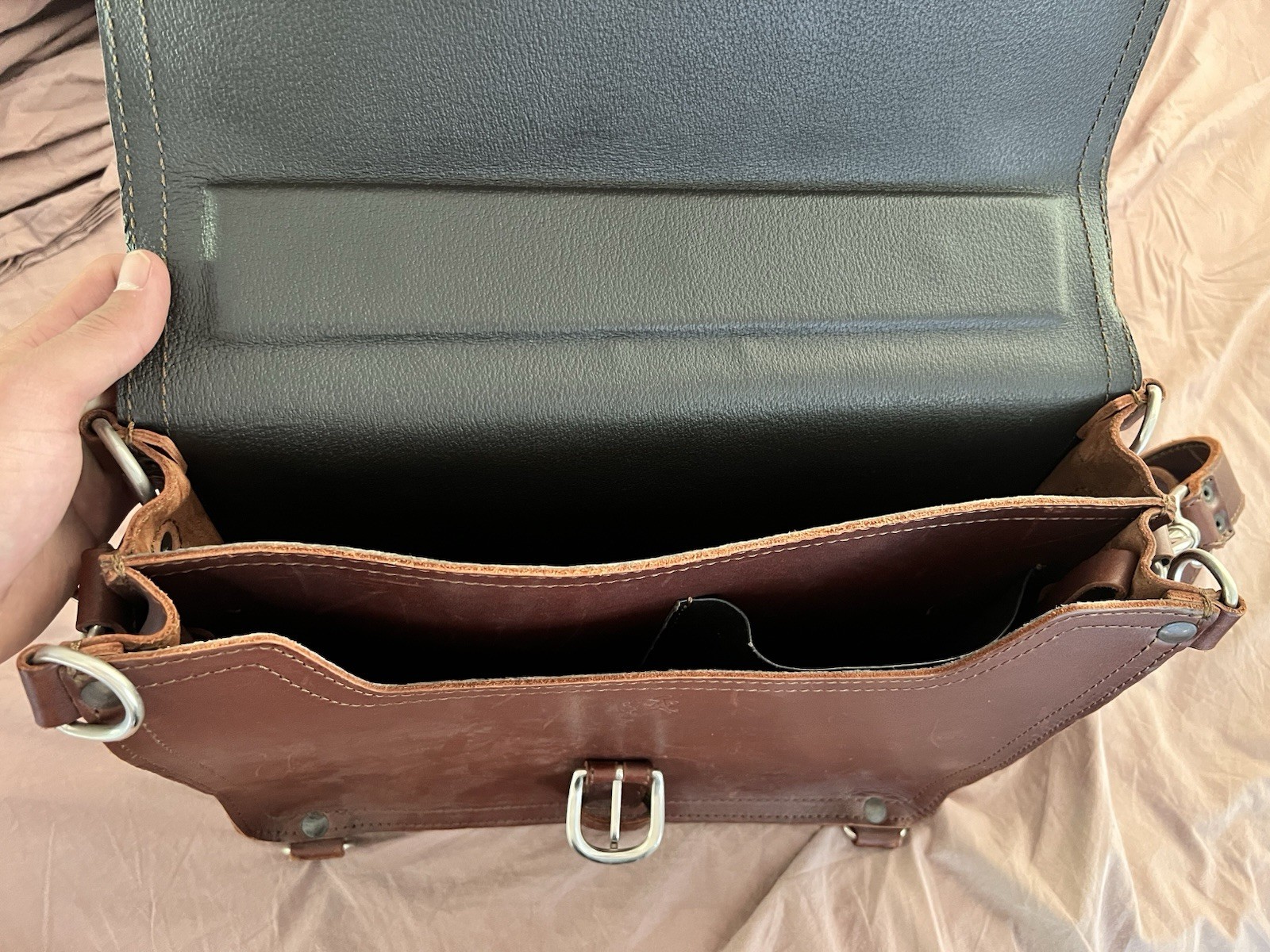 Vintage Saddleback Leather Co Square Briefcase Messenger Bag Chestnut Brown