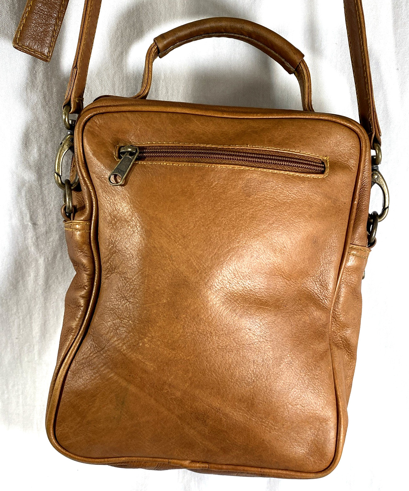 Made In Columbia Brown Leather Bag Unisex Practical Shoulder Strap Top Handle