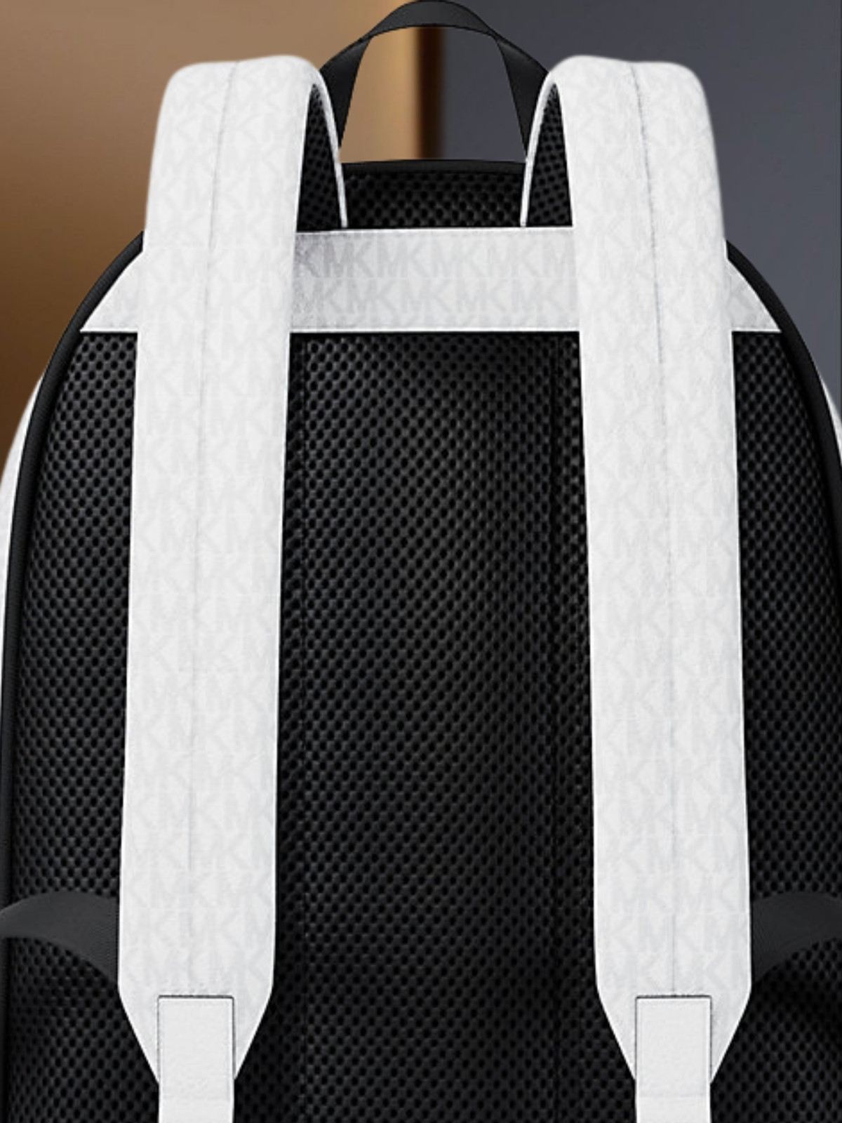 Michael Kors Cooper Men Medium Leather and Logo Commuter Backpack Bright White